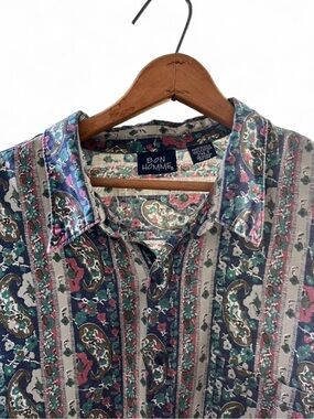 Men’s Bon Homme Multicolor Paisley Stripe Button-Down Shirt